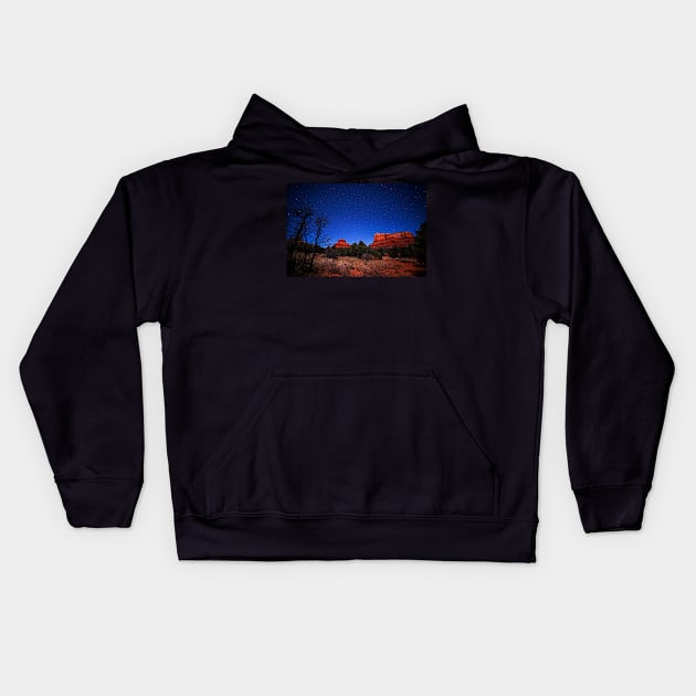 Starry Sky over Bell Rock in Sedona AZ Arizona Kids Hoodie by WayneOxfordPh